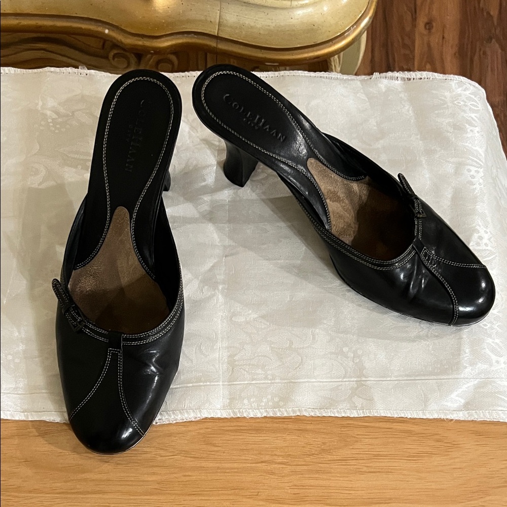 Cole Haan Women's Black Leather Mules